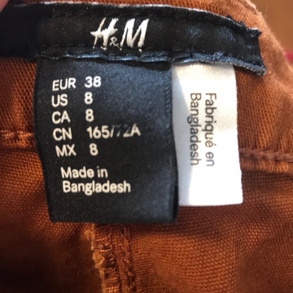 H&M Rust Coloured Skinny Pants w/ Zipper - Picture 6 of 6